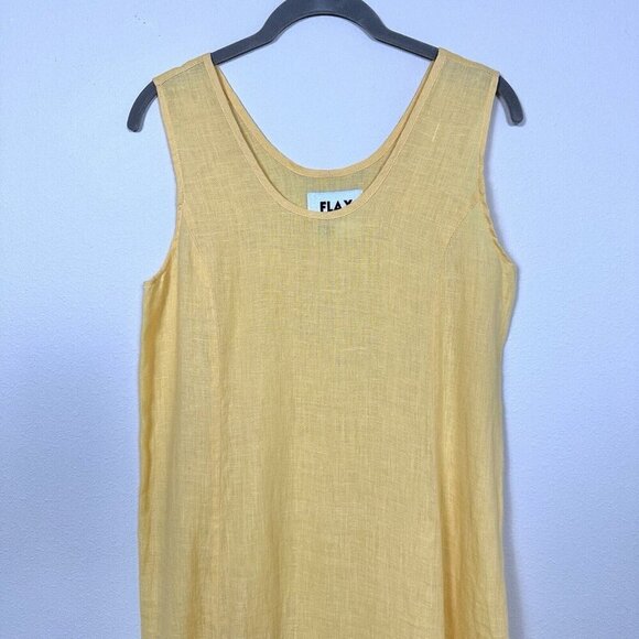 FLAX by Jeanne Engelhart 100% Linen Maxi Dress Size Petite US Small 4 - 6 Yellow - Picture 2 of 16